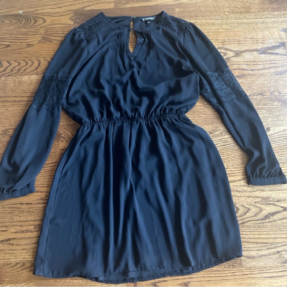 Express Elegant Black Long Sleeve Dress